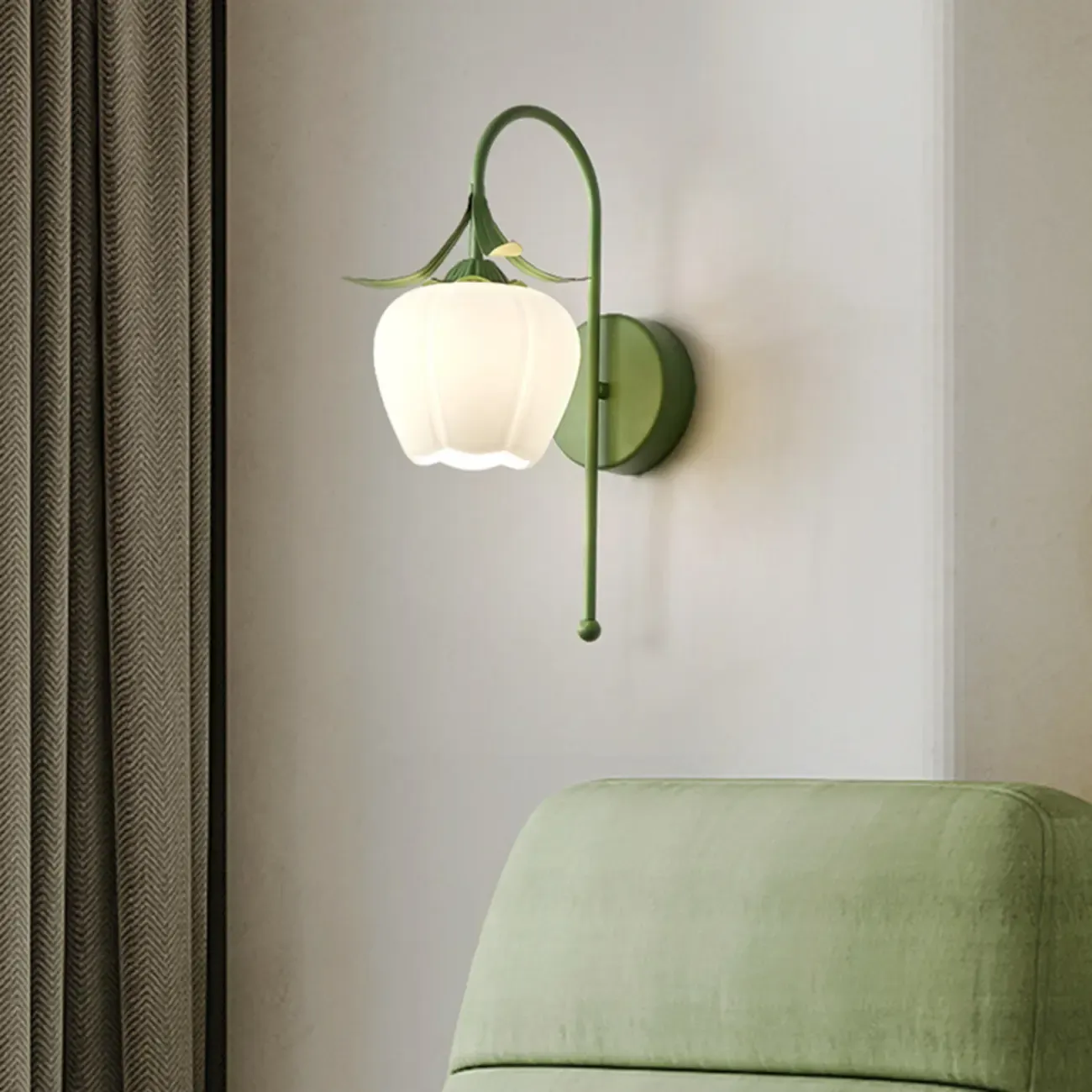 Modern Floral Metal Wall Light with Plastic Shade Image - 19