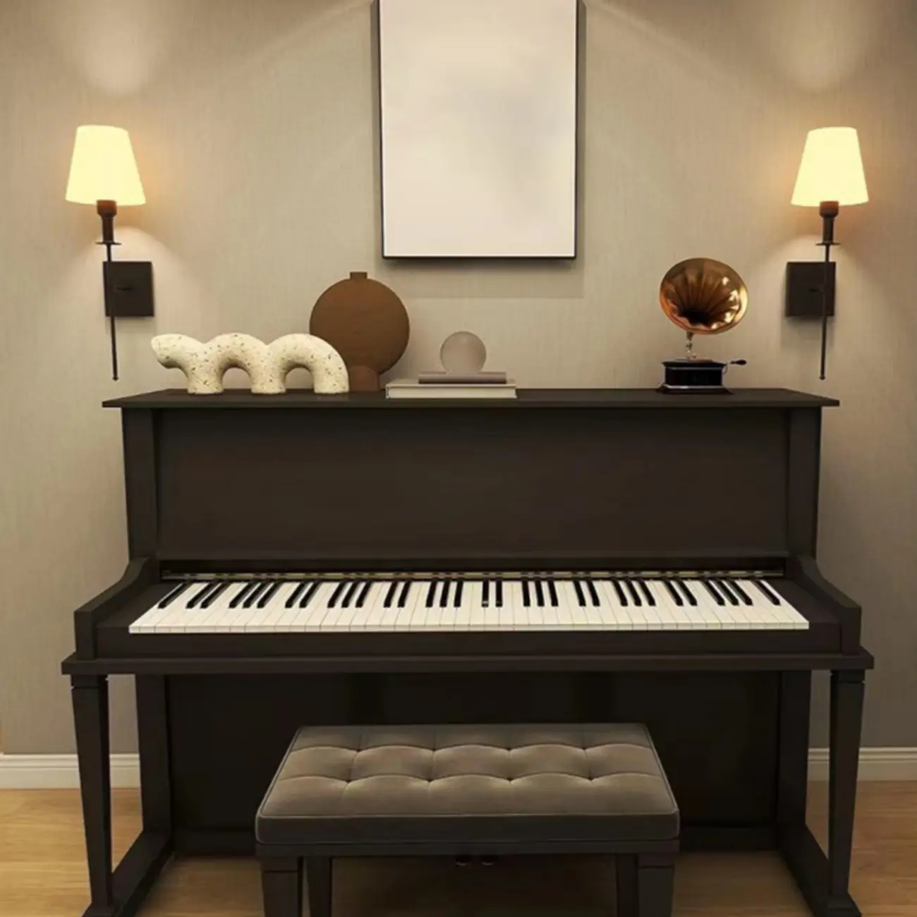 Modern Metal Fixture Fabric Shade Wall Sconce Image - 2 | homeyfad