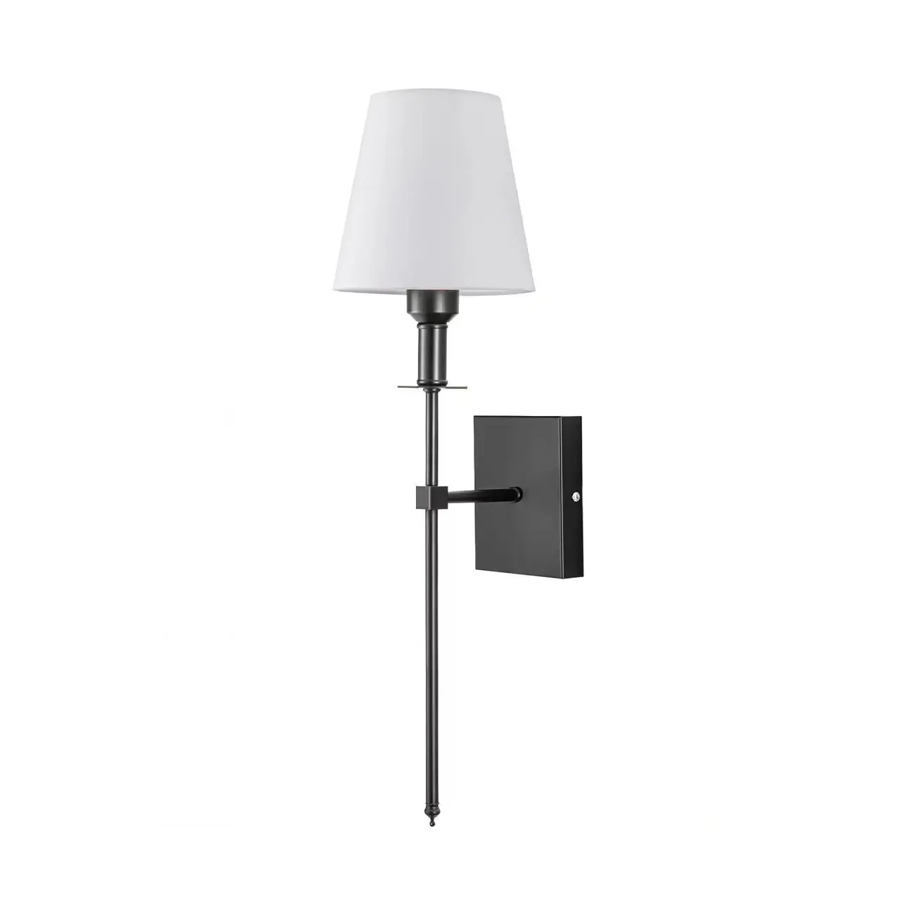 Modern Metal Fixture Fabric Shade Wall Sconce Image - 5