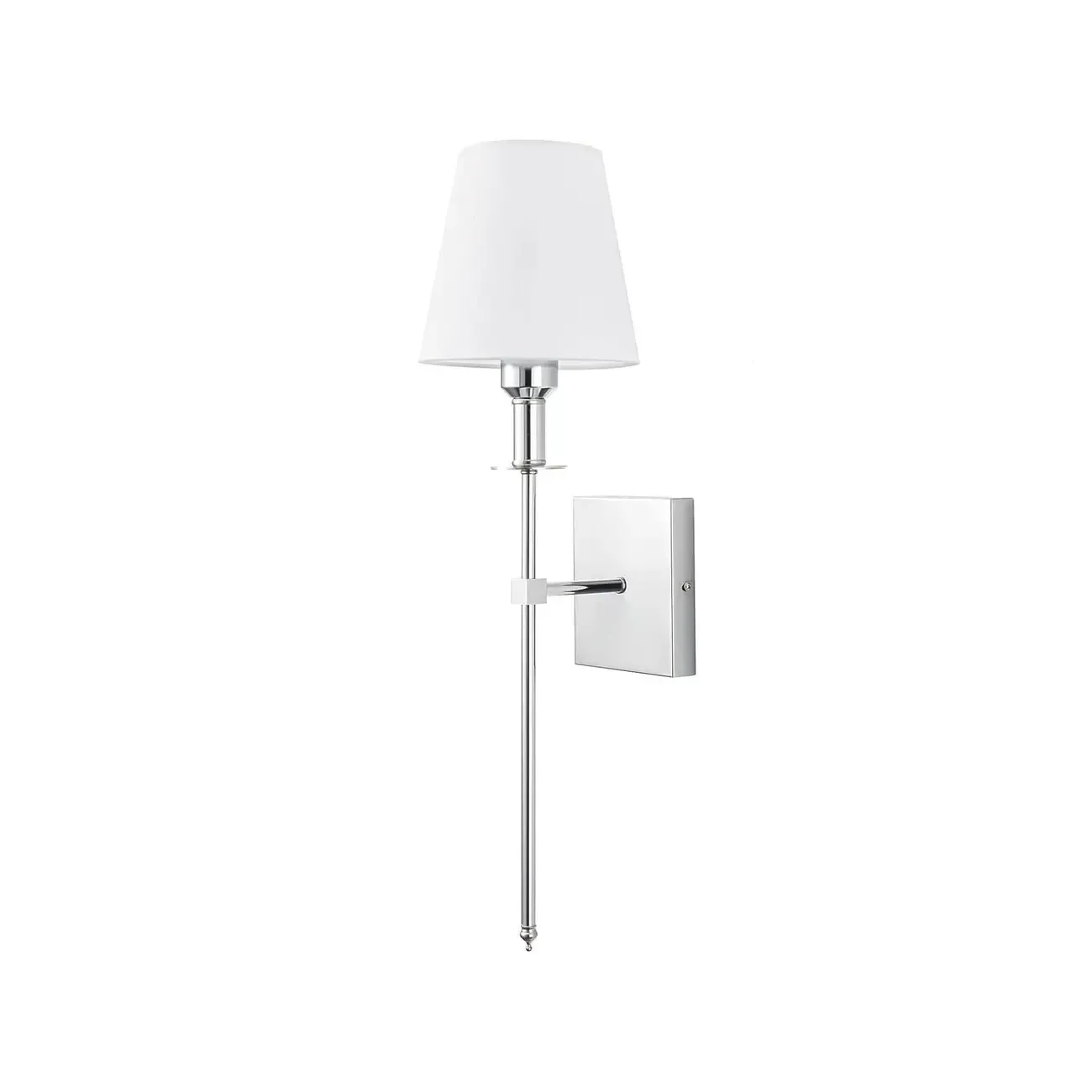 Modern Metal Fixture Fabric Shade Wall Sconce Image - 6