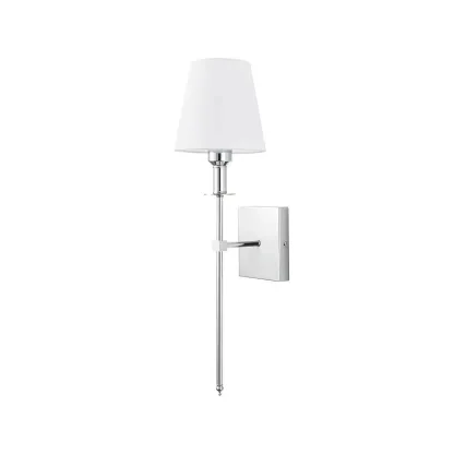 Modern Metal Fixture Fabric Shade Wall Sconce Image - 6