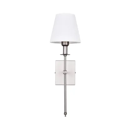 Modern Metal Fixture Fabric Shade Wall Sconce Image - 7
