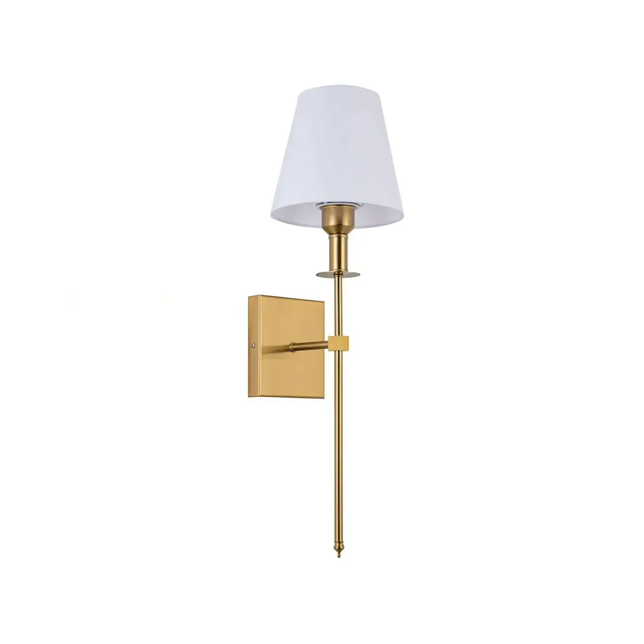 Modern Metal Fixture Fabric Shade Wall Sconce Image - 8