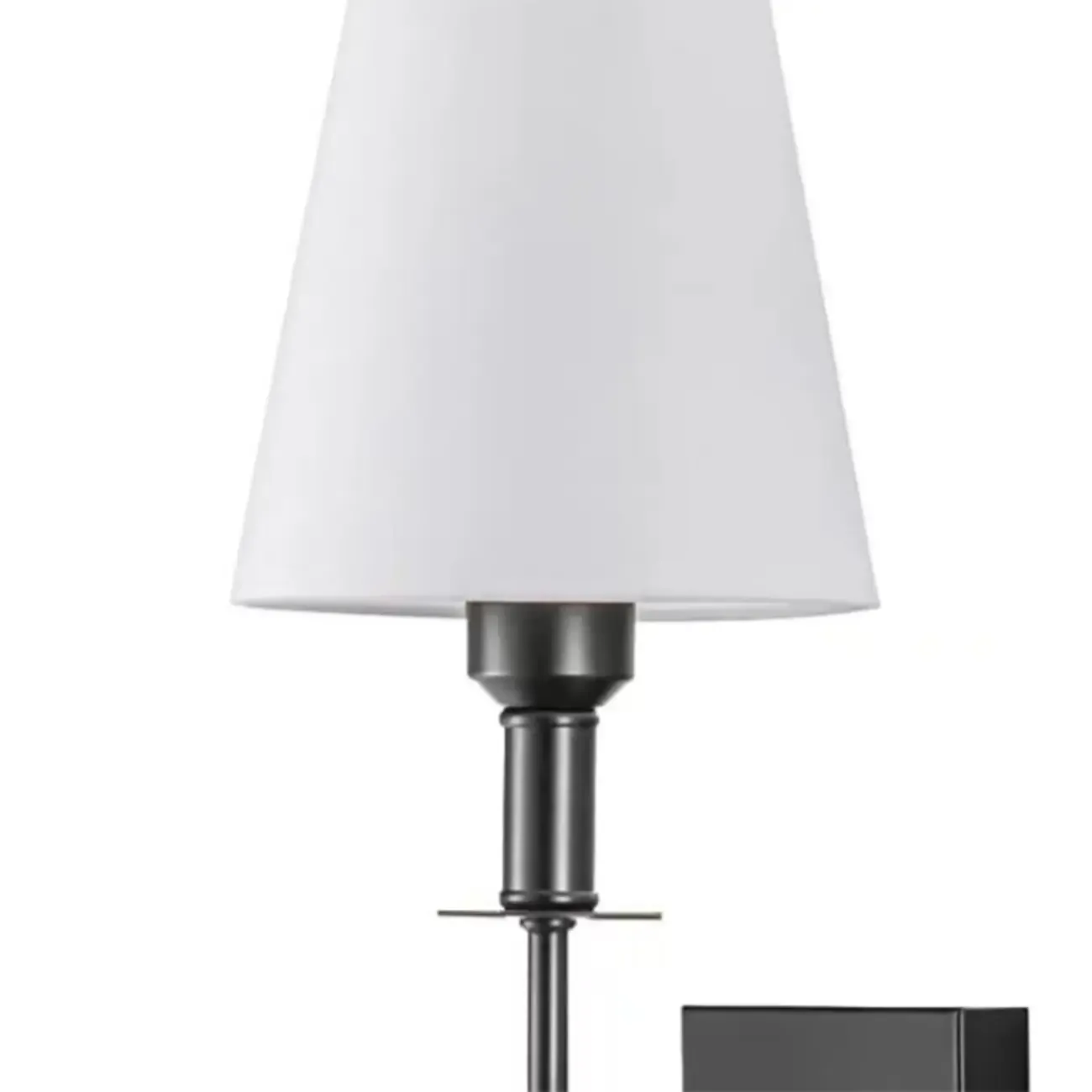 Modern Metal Fixture Fabric Shade Wall Sconce Image - 9