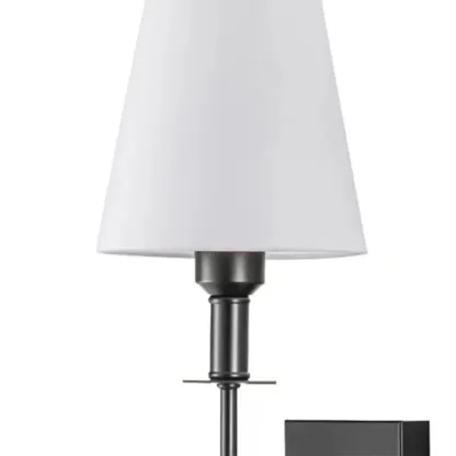 Modern Metal Fixture Fabric Shade Wall Sconce Image - 9