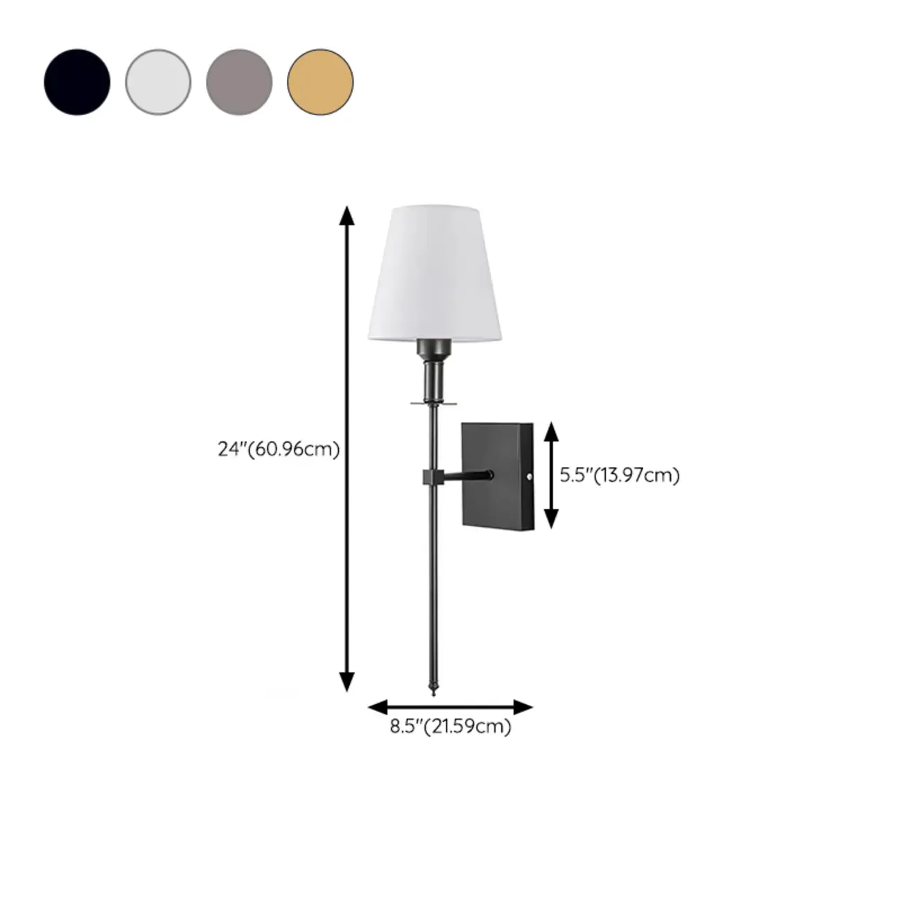 Modern Metal Fixture Fabric Shade Wall Sconce #size