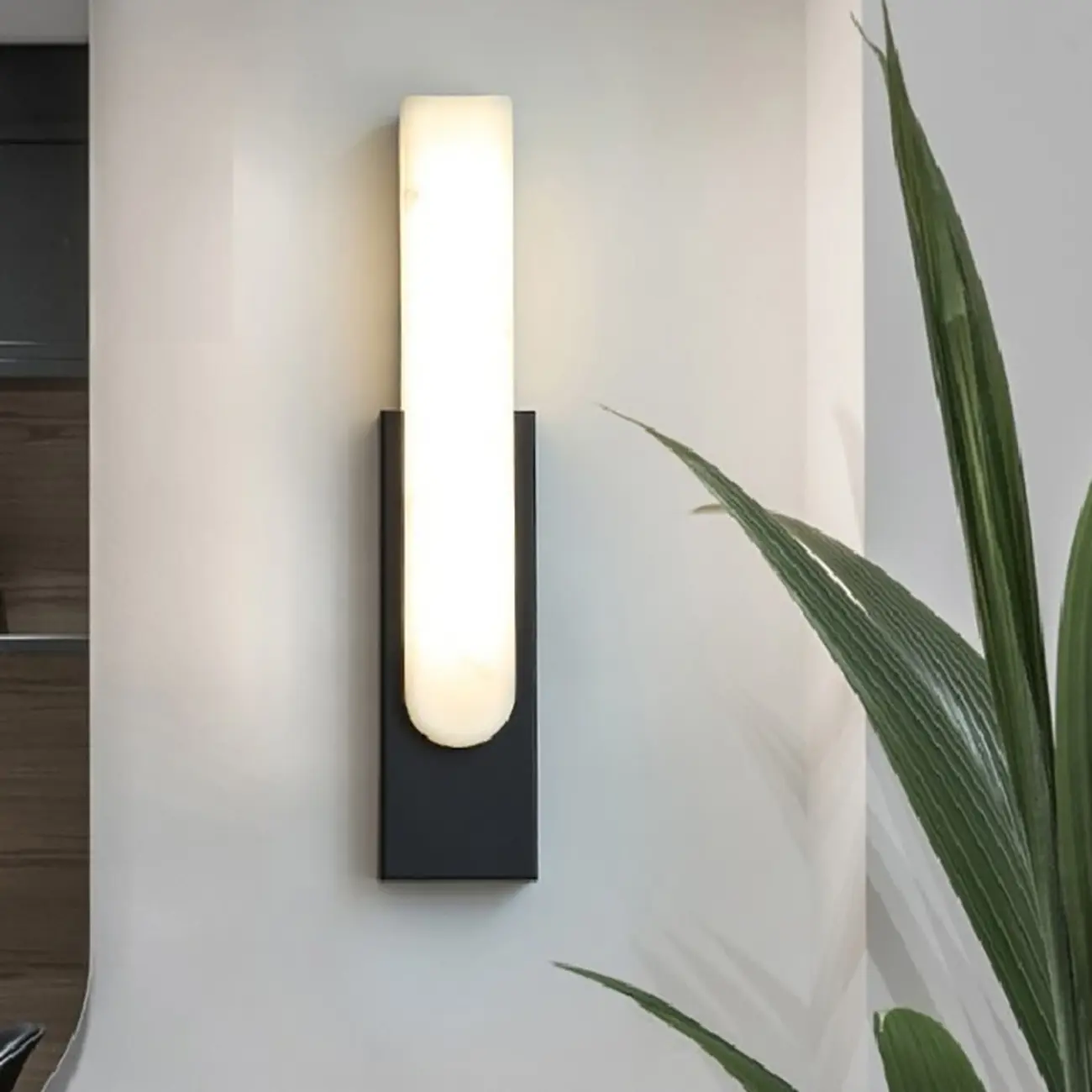 Modern White Stone Metal Wall Sconce Warm Light LED Image - 3 | homeyfad