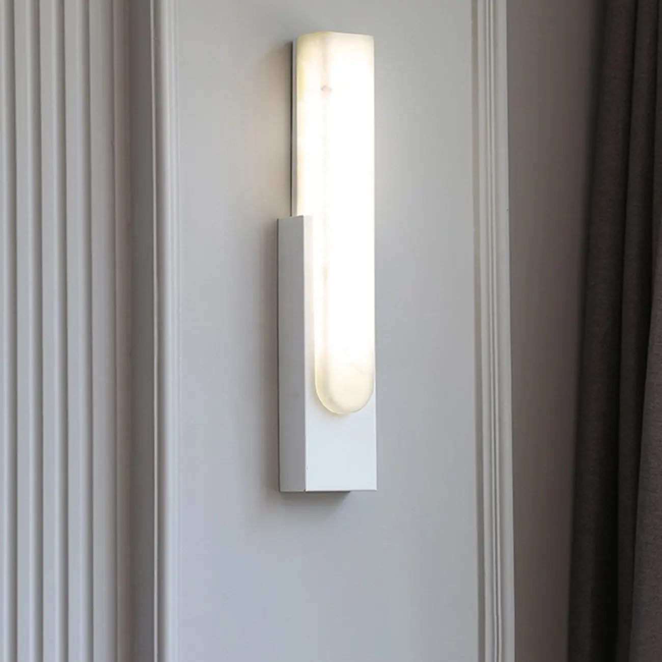 Modern White Stone Metal Wall Sconce Warm Light LED Image - 5 | homeyfad