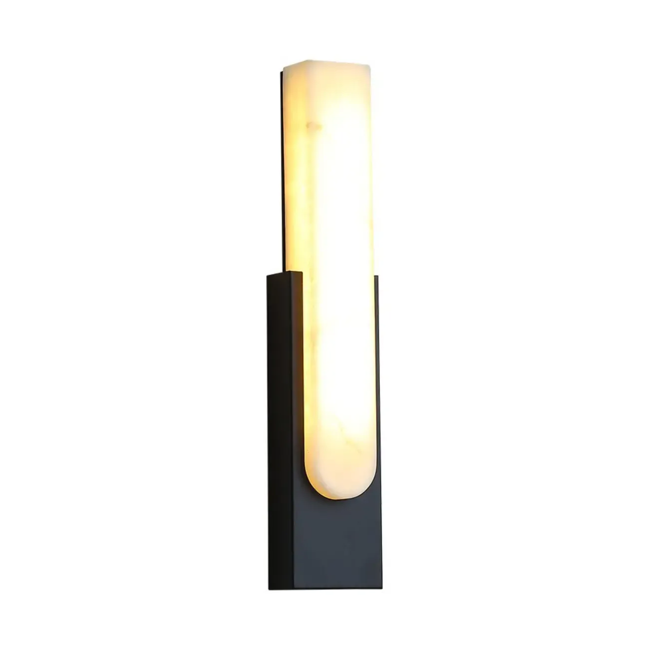 Modern White Stone Metal Wall Sconce Warm Light LED Image - 9