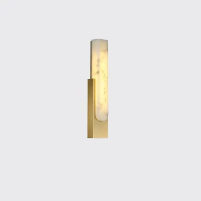 Modern White Stone Metal Wall Sconce Warm Light LED Image - 12