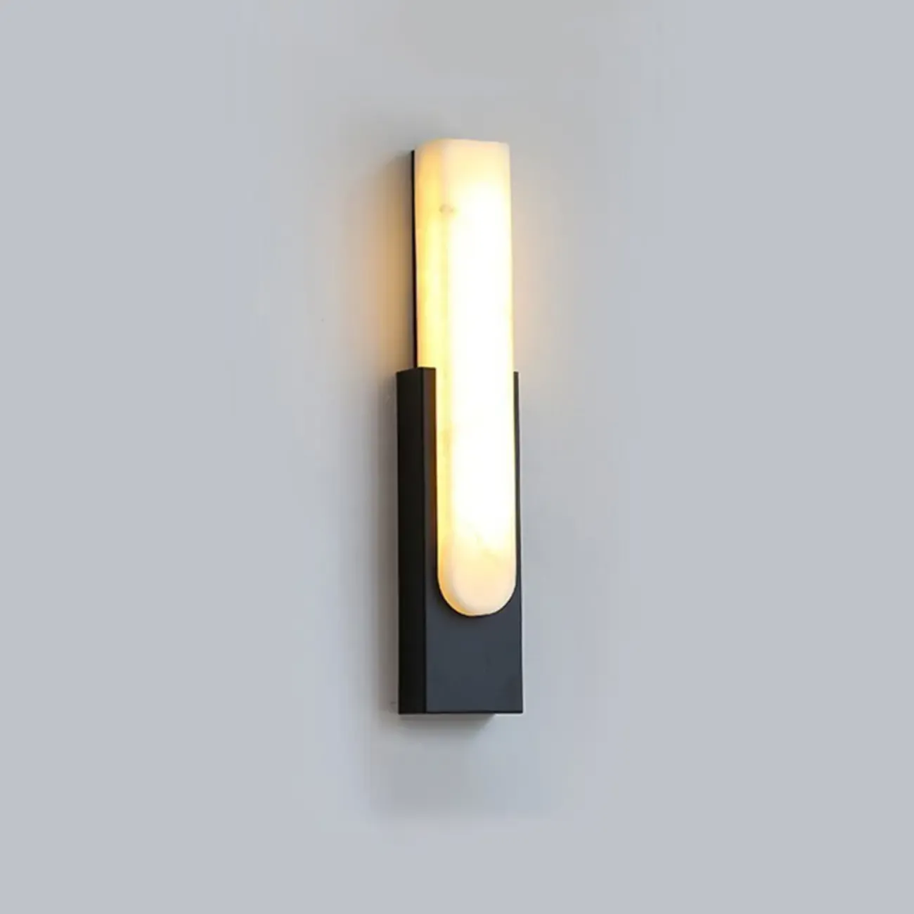 Modern White Stone Metal Wall Sconce Warm Light LED Image - 13