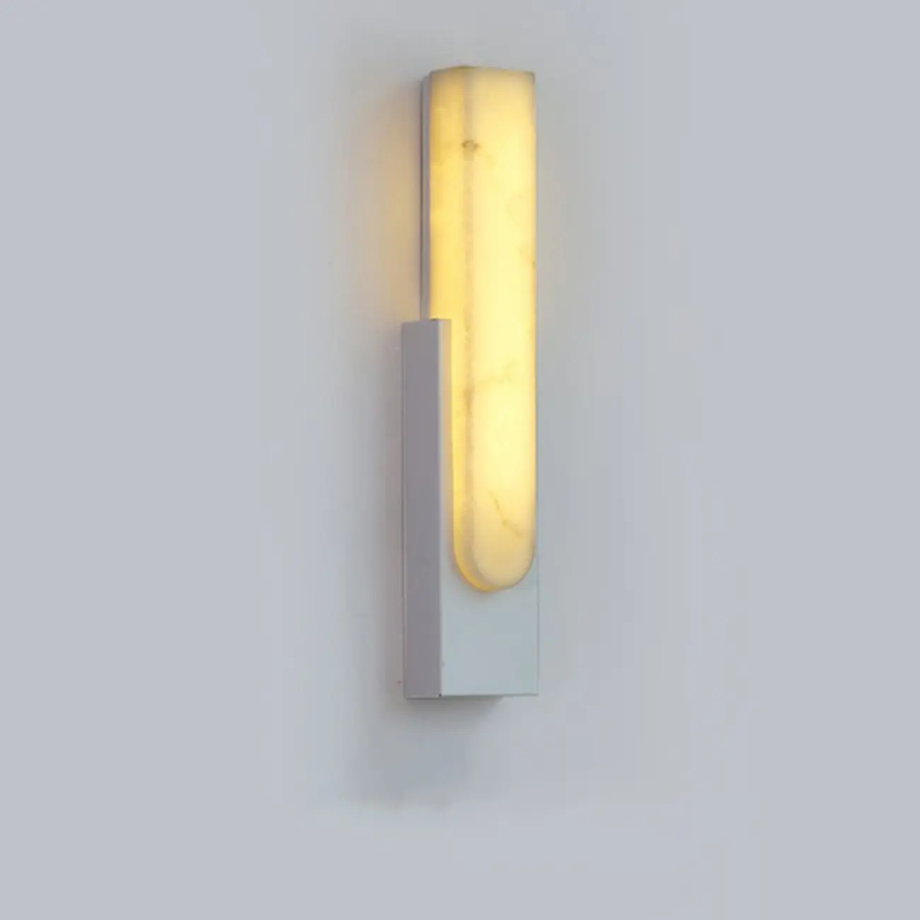 Modern White Stone Metal Wall Sconce Warm Light LED Image - 14 | homeyfad