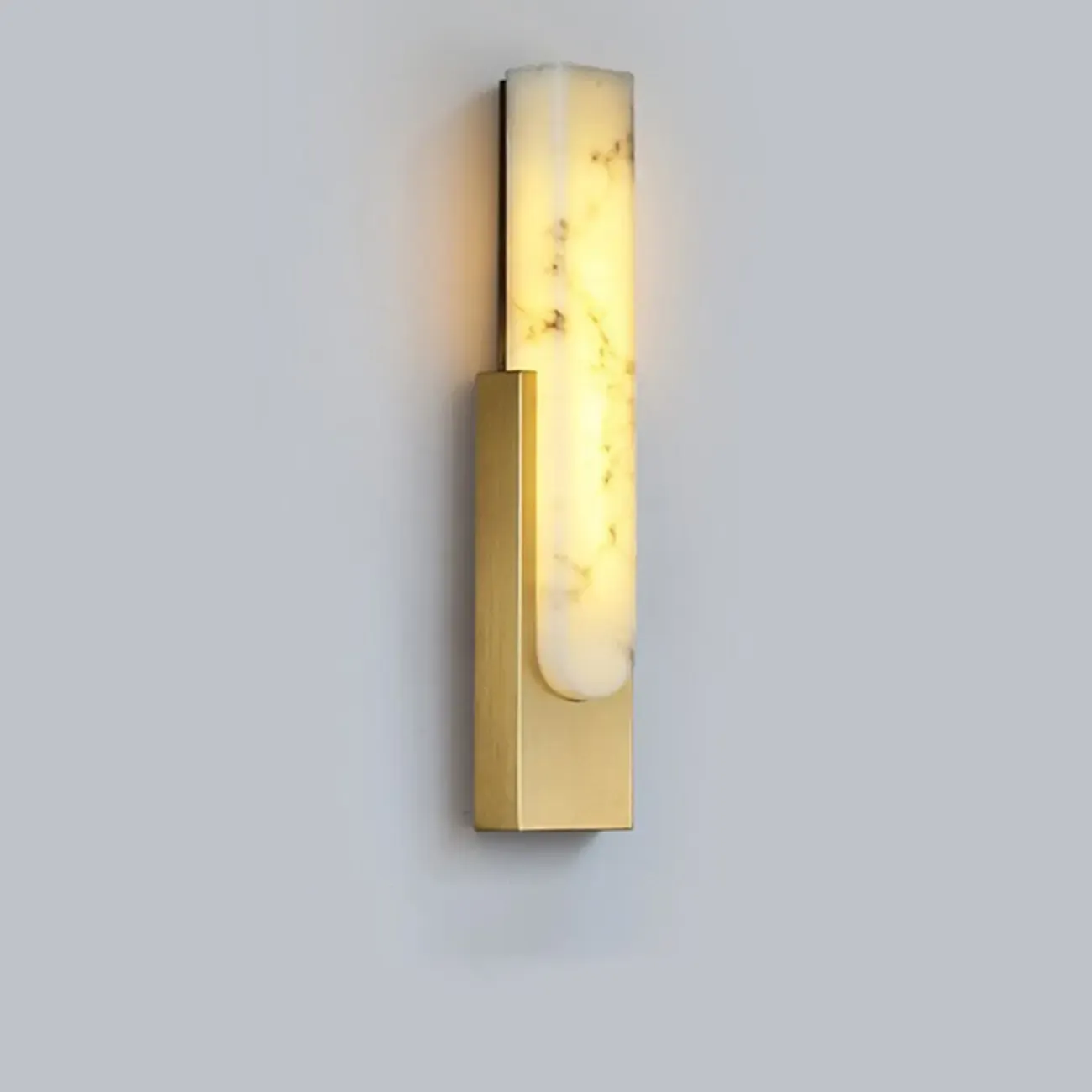 Modern White Stone Metal Wall Sconce Warm Light LED Image - 15