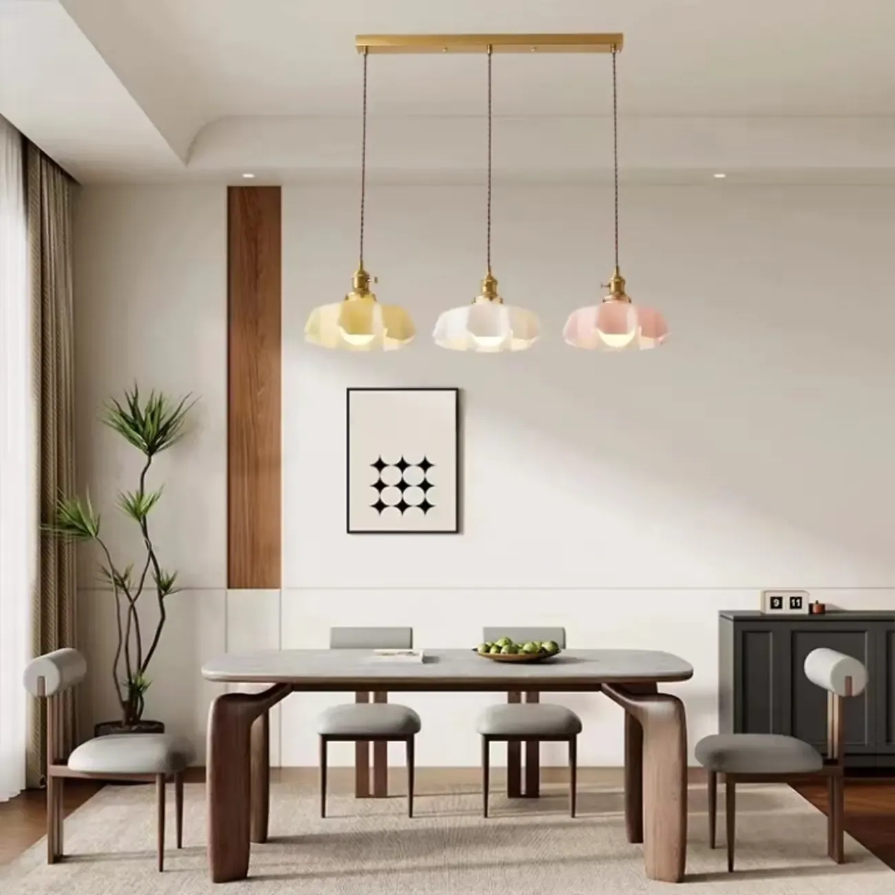 Colorful 3-Light Glass Pendant Lights for Kitchen Image - 4