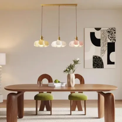 Colorful 3-Light Glass Pendant Lights for Kitchen Image - 5