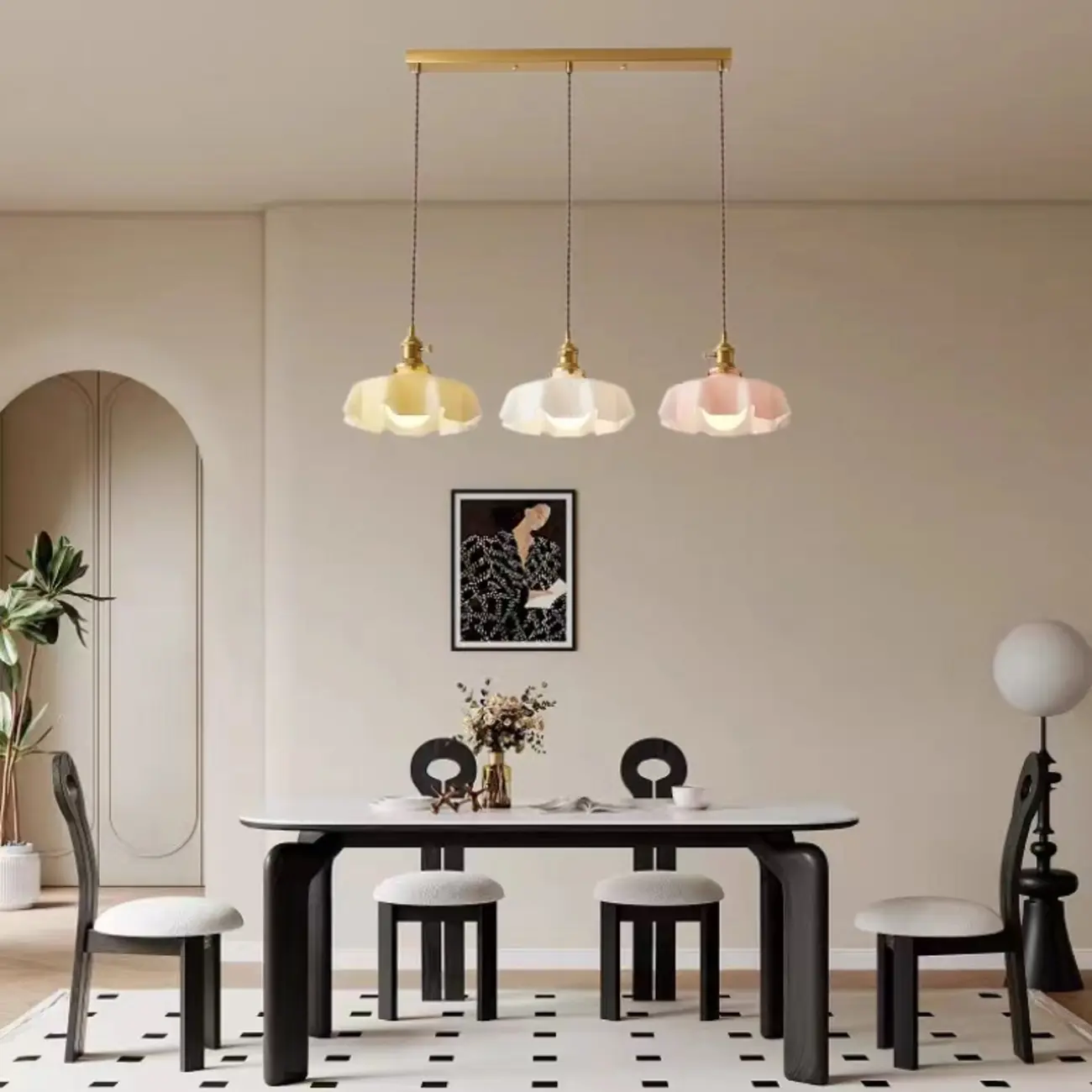 Colorful 3-Light Glass Pendant Lights for Kitchen Image - 1 | homeyfad