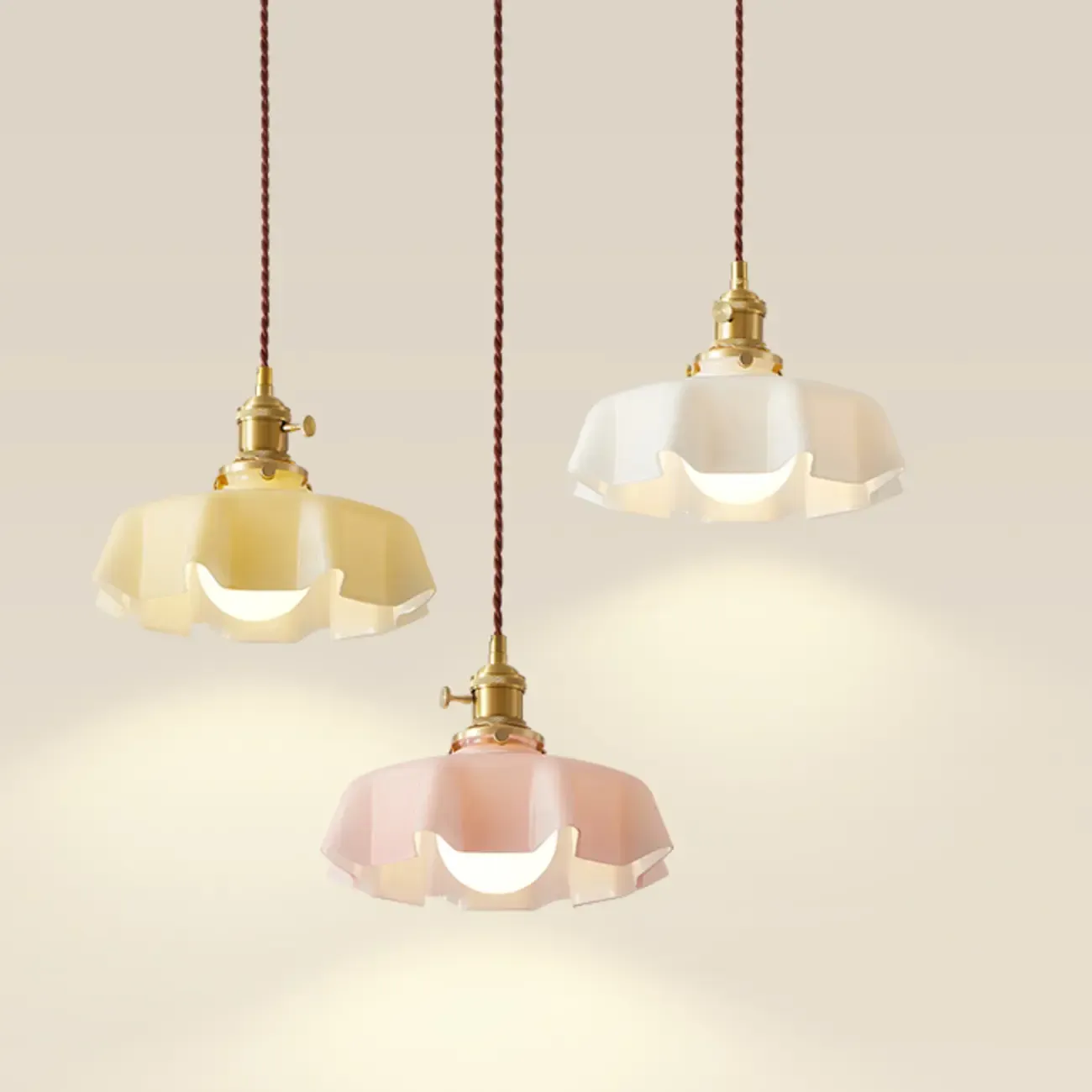 Colorful 3-Light Glass Pendant Lights for Kitchen Image - 3