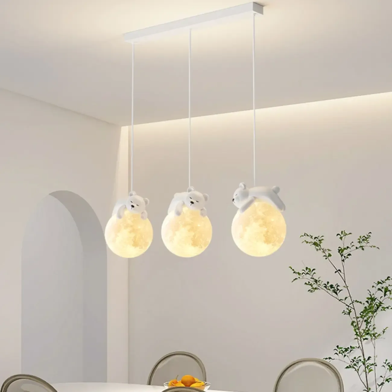 Kids Cute Bear-Moon LED Island Pendant Light Image - 4