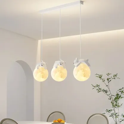 Kids Cute Bear-Moon LED Island Pendant Light Image - 4