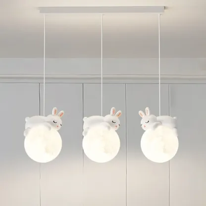 Kids Cute Bear-Moon LED Island Pendant Light Image - 5