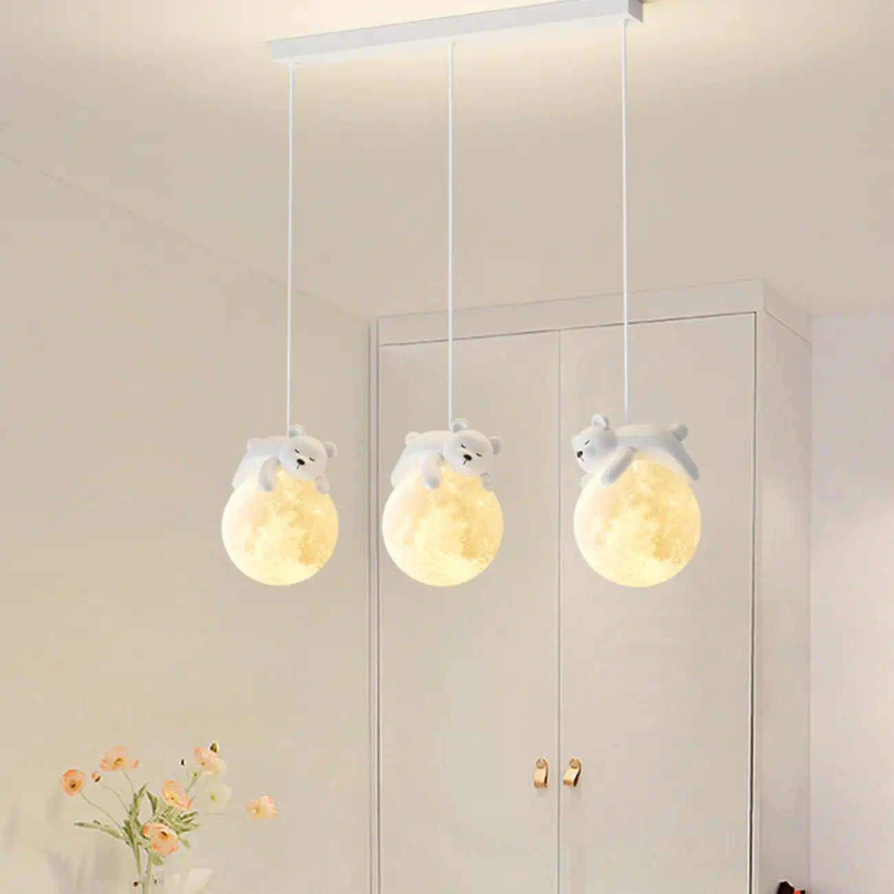 Kids Cute Bear-Moon LED Island Pendant Light Image - 6 | homeyfad
