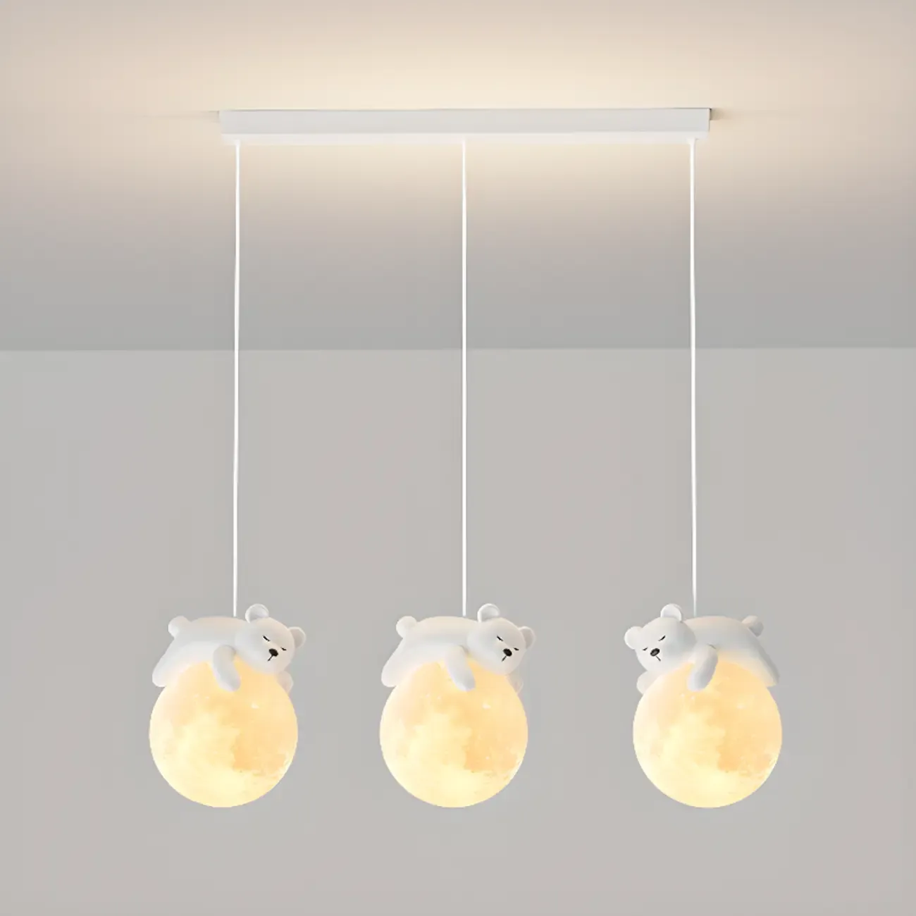Kids Cute Bear-Moon LED Island Pendant Light Image - 8