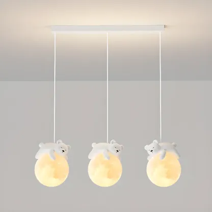 Kids Cute Bear-Moon LED Island Pendant Light Image - 8