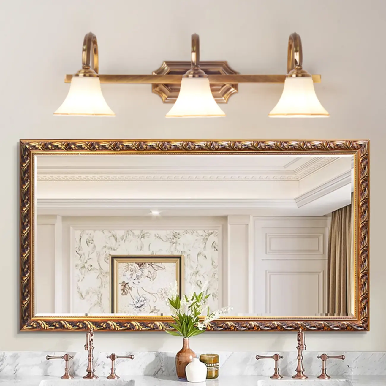 Modern Classic Gold Bell Glass Bathroom Vanity Light | homeyfad