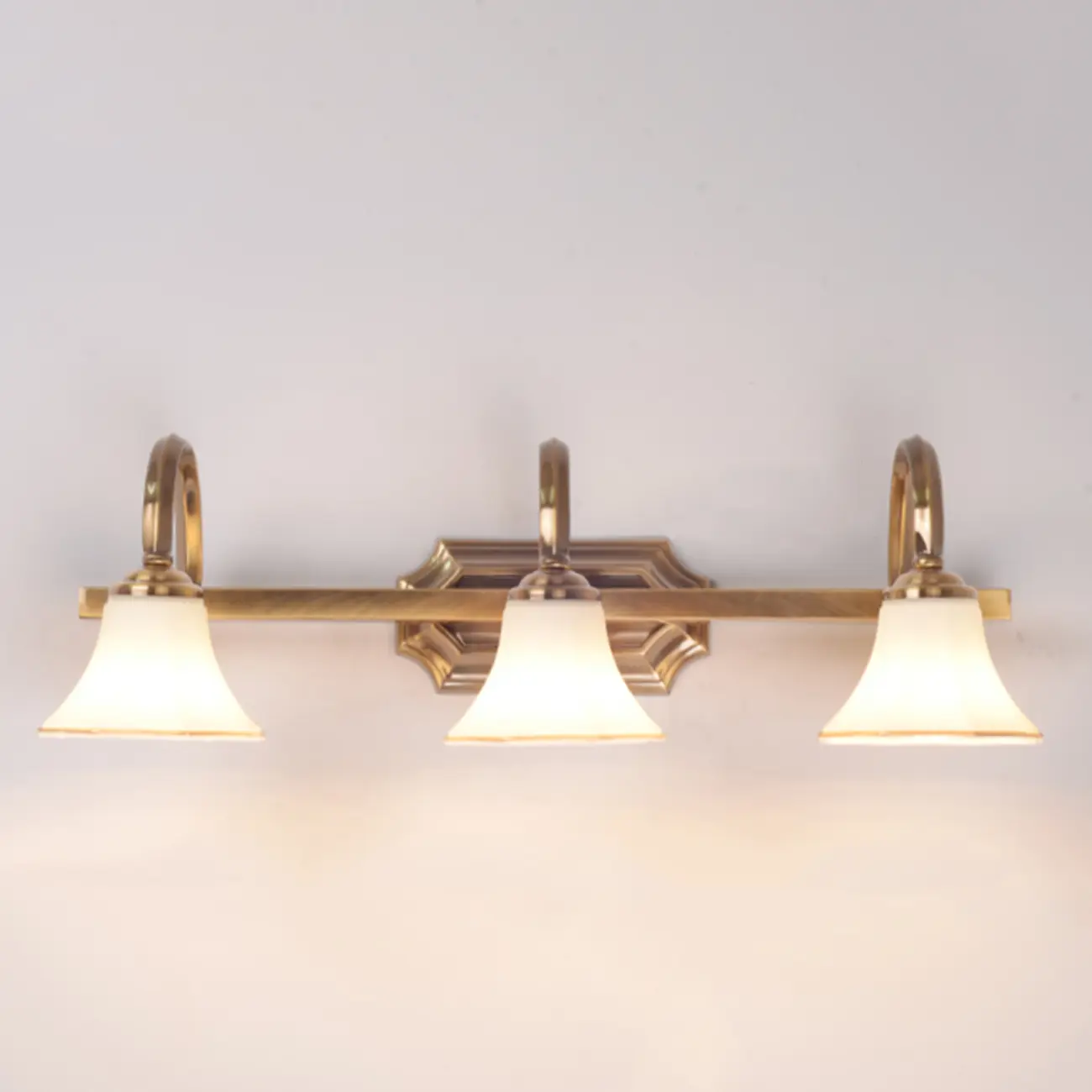 Modern Classic Gold Bell Glass Bathroom Vanity Light | homeyfad