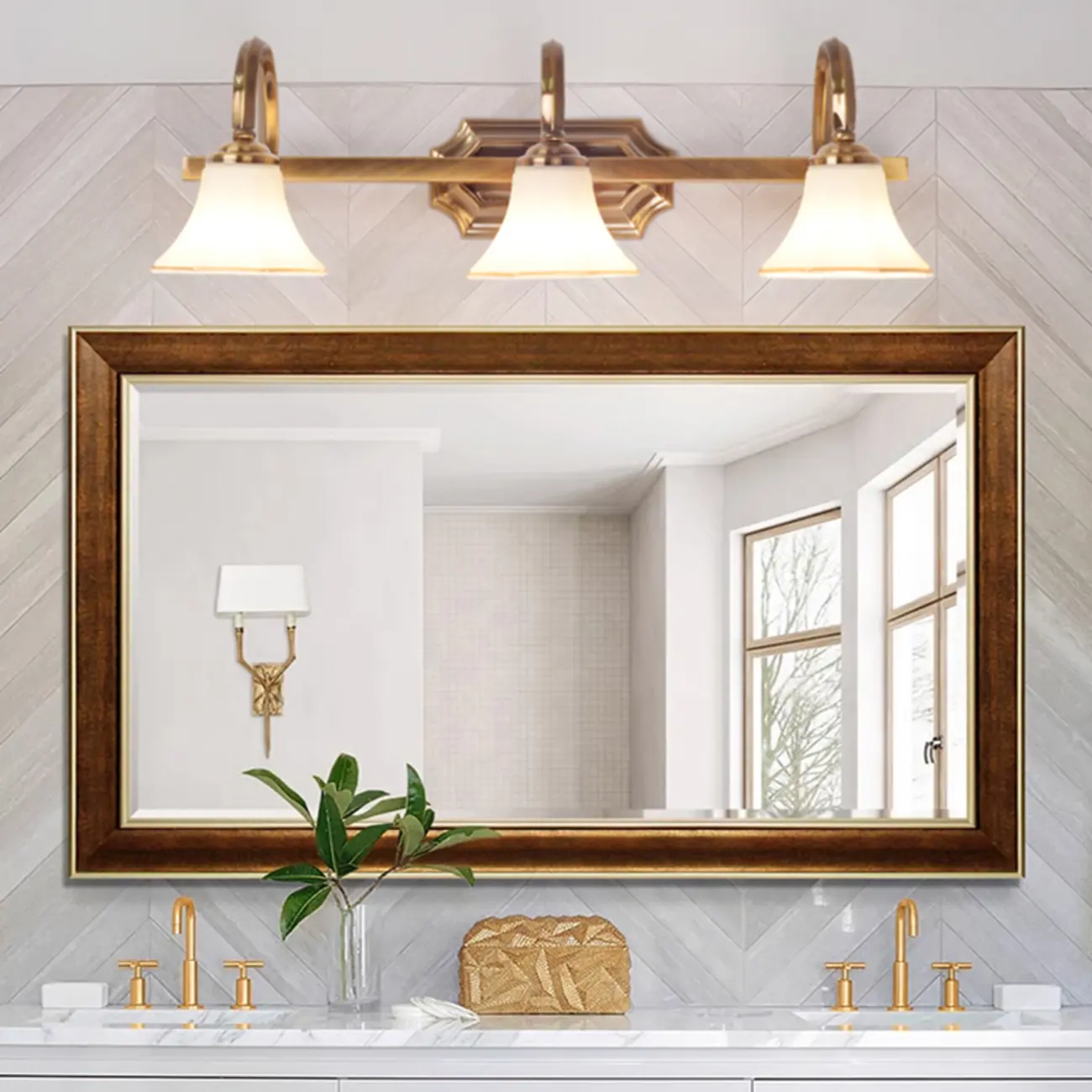 Modern Classic Gold Bell Glass Bathroom Vanity Light | homeyfad