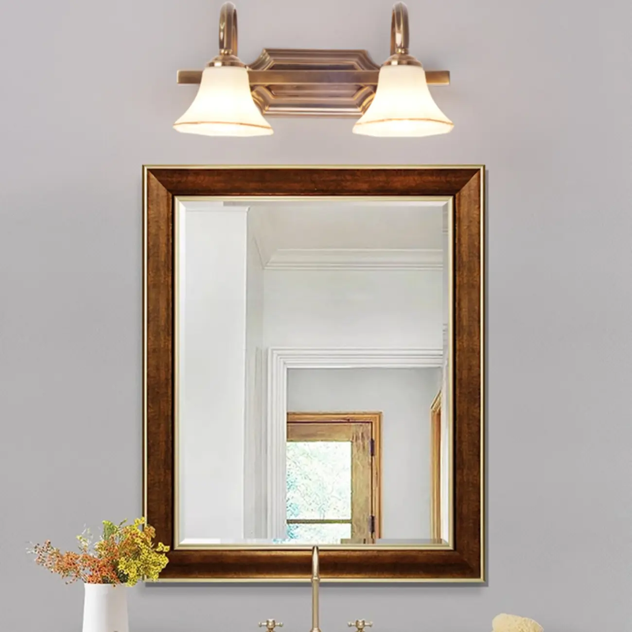 Modern Classic Gold Bell Glass Bathroom Vanity Light | homeyfad