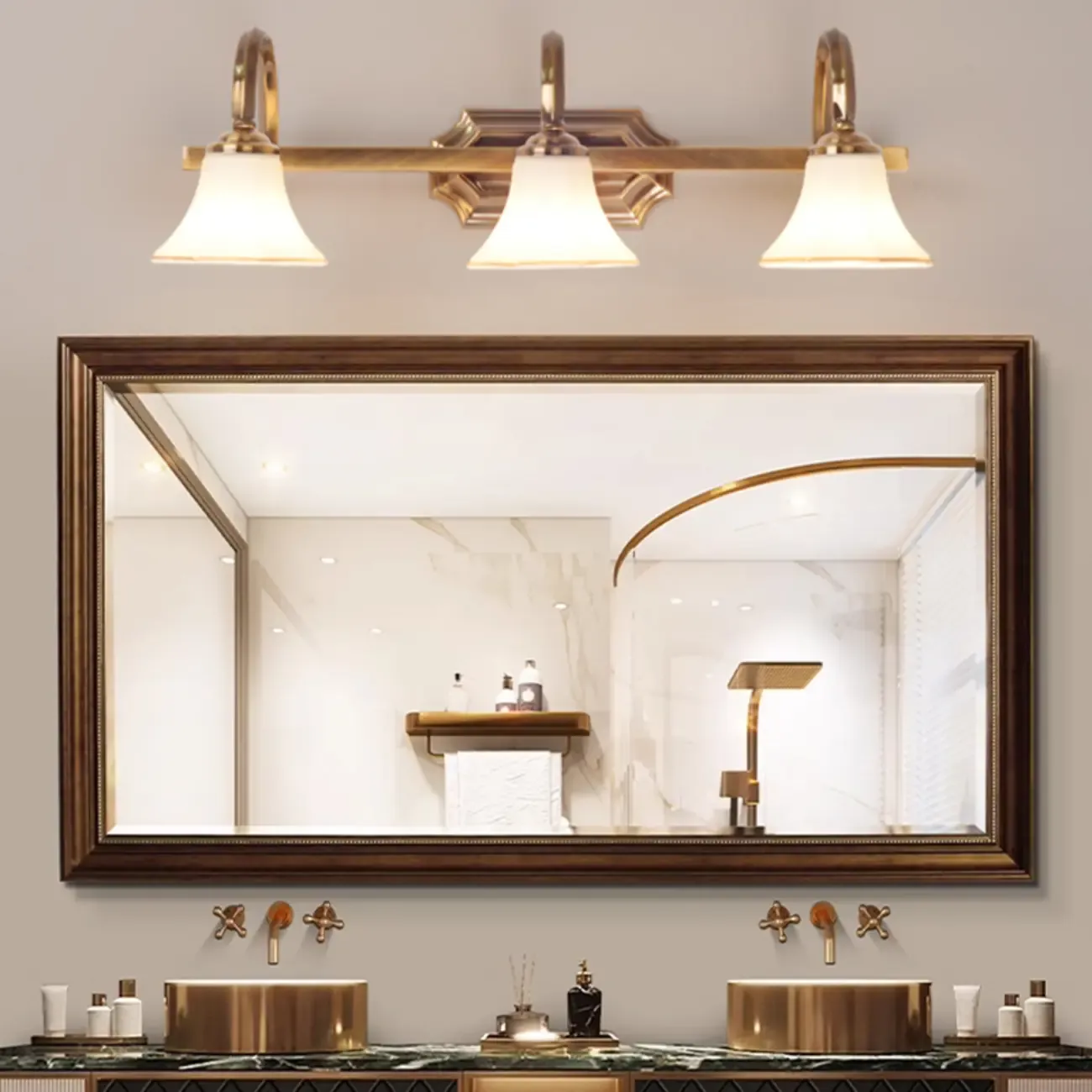 Modern Classic Gold Bell Glass Bathroom Vanity Light