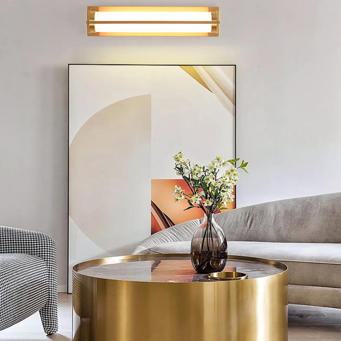 Straight Modern Gold Vanity Light with Warm LED for Bathroom | homeyfad
