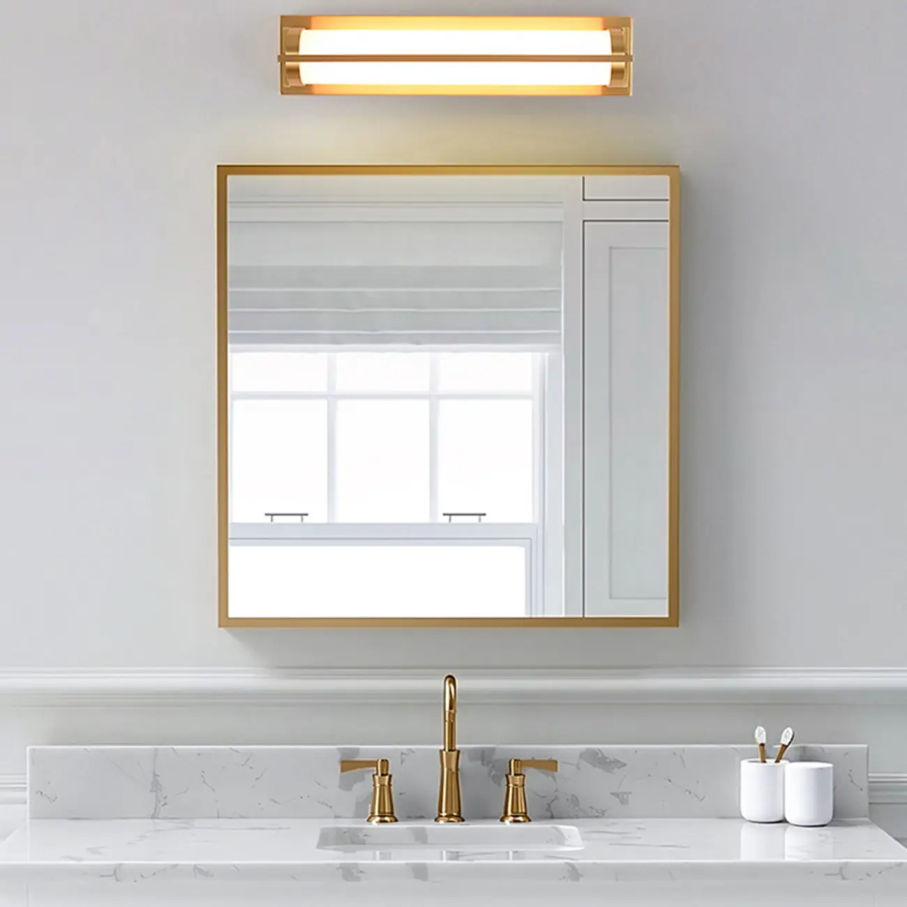 Straight Modern Gold Vanity Light with Warm LED for Bathroom | homeyfad