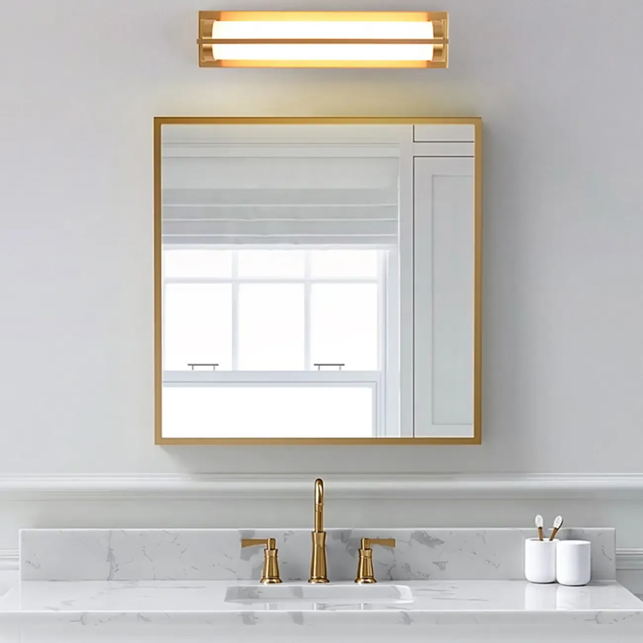 Straight Modern Gold Vanity Light with Warm LED for Bathroom