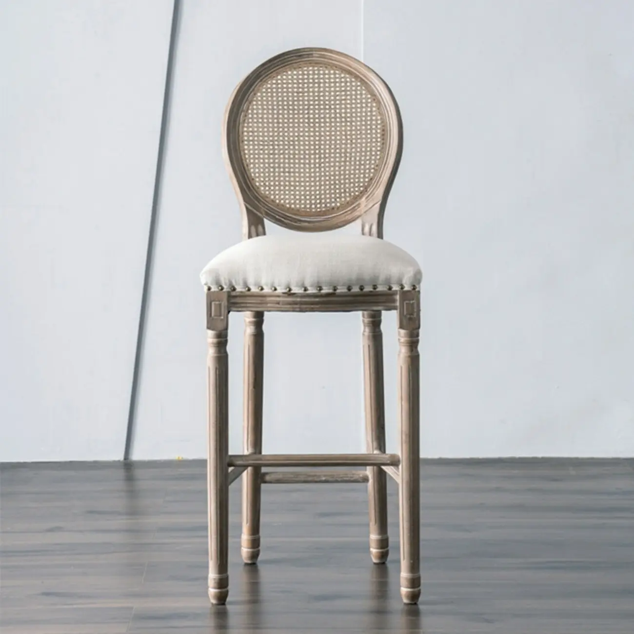 White French Country Solid Wood Counter Bar Stools with Back Image - 10 | homeyfad