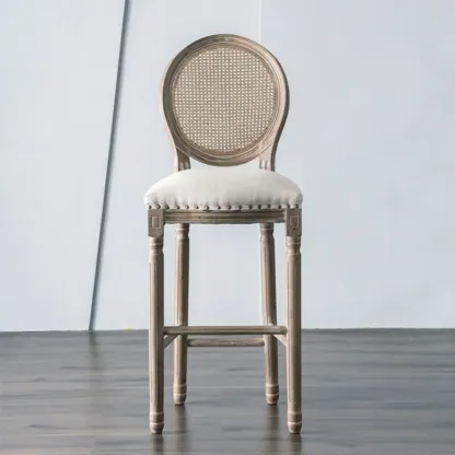 White French Country Solid Wood Counter Bar Stools with Back Image - 10
