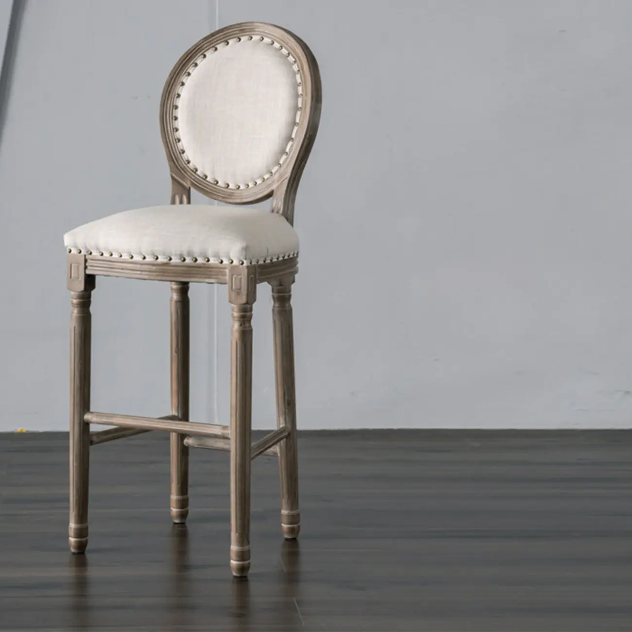 White French Country Solid Wood Counter Bar Stools with Back Image - 2 | homeyfad