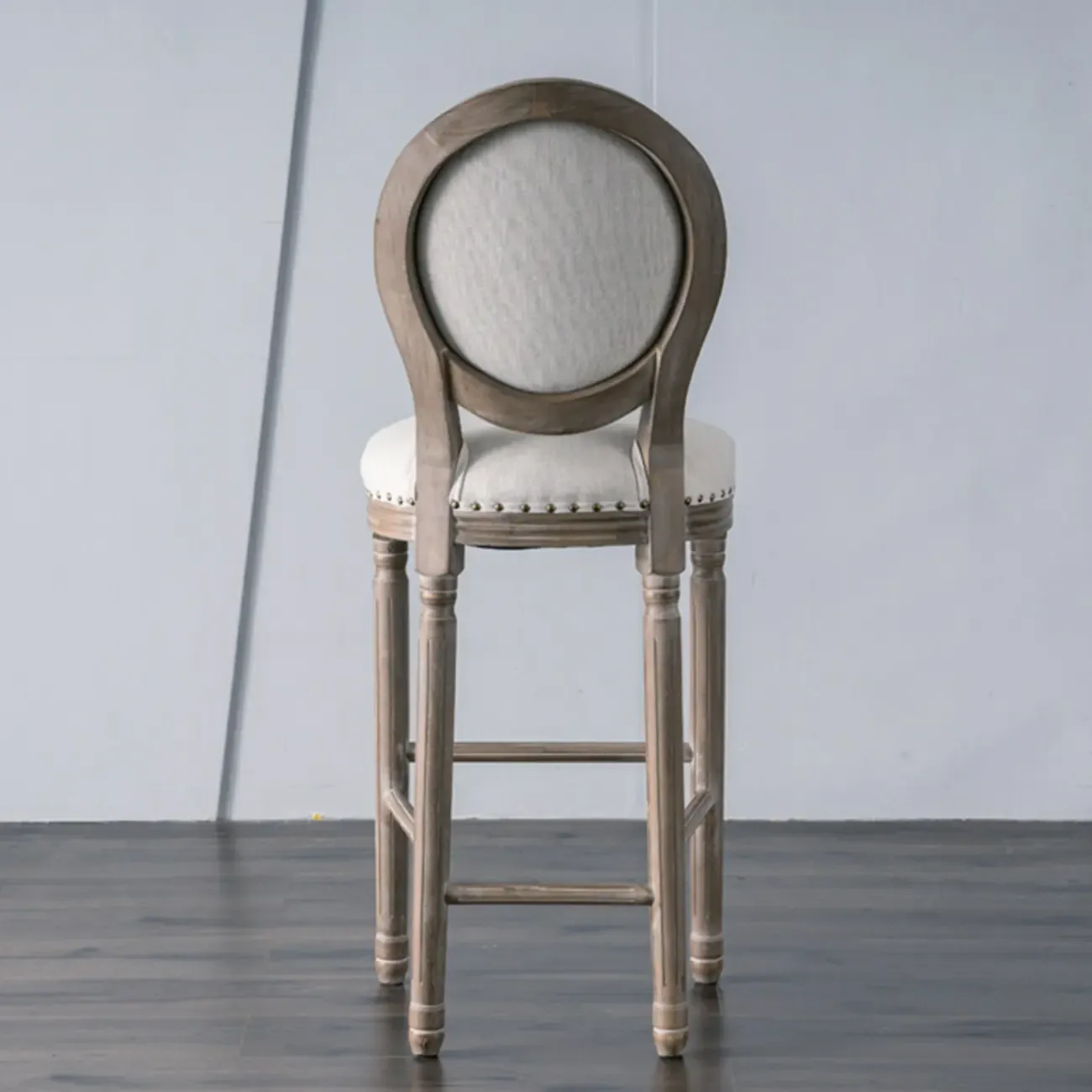 White French Country Solid Wood Counter Bar Stools with Back Image - 3