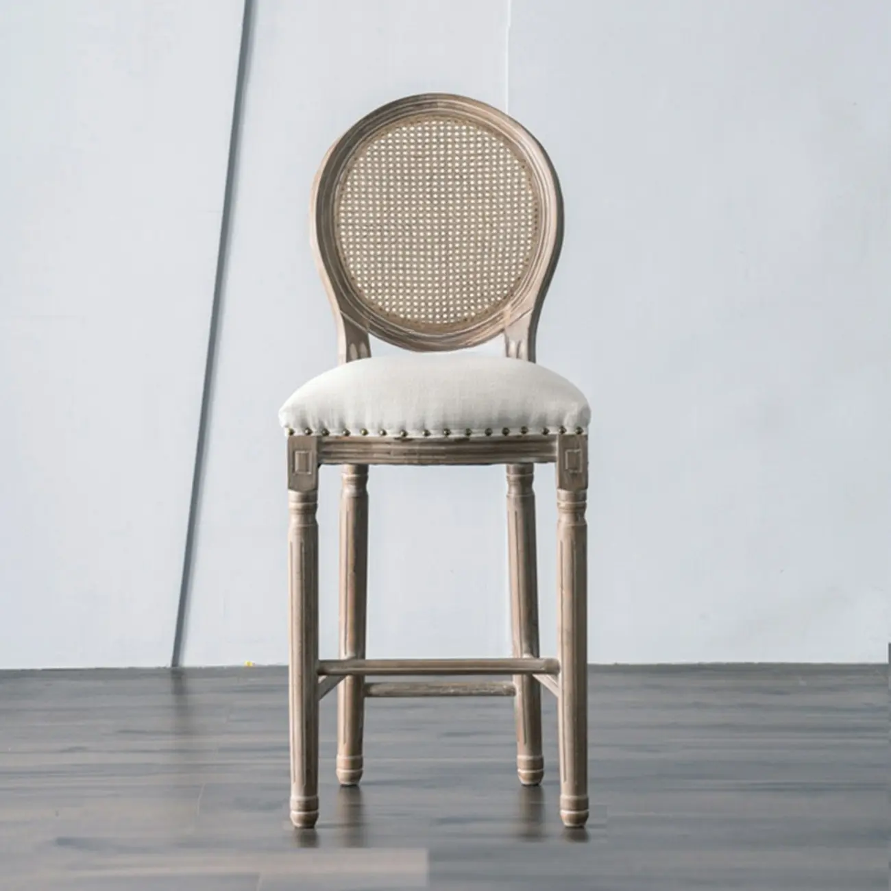 White French Country Solid Wood Counter Bar Stools with Back Image - 9 | homeyfad