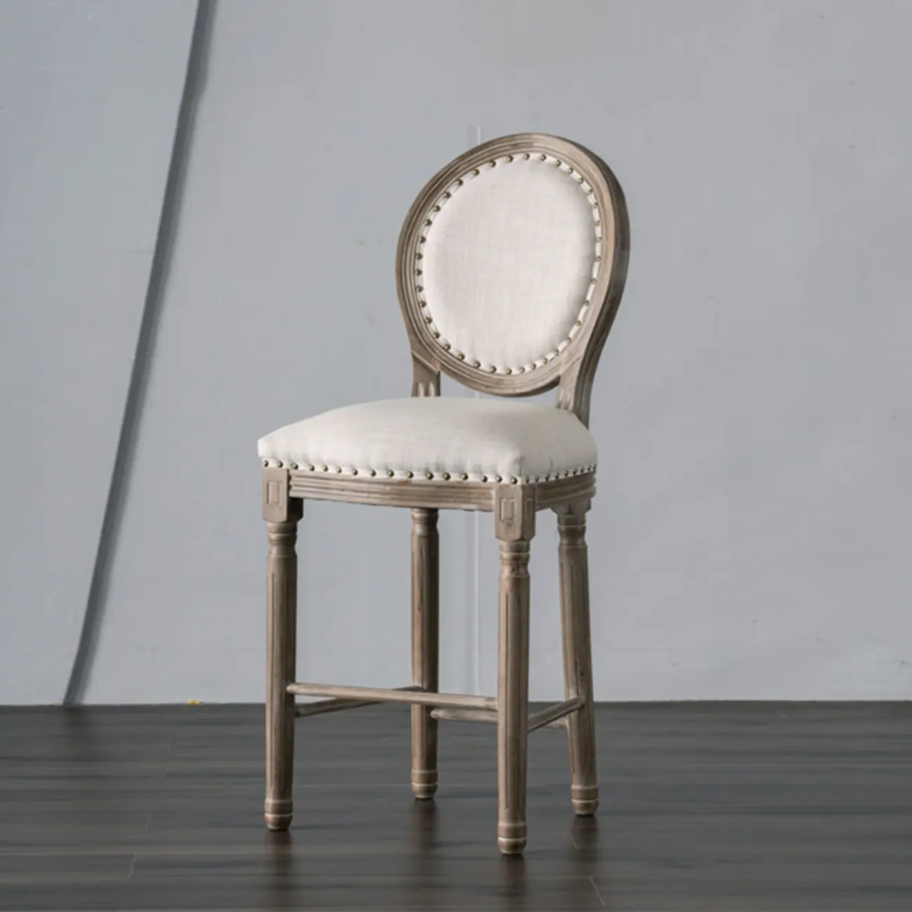 White French Country Solid Wood Counter Bar Stools with Back Image - 1 | homeyfad