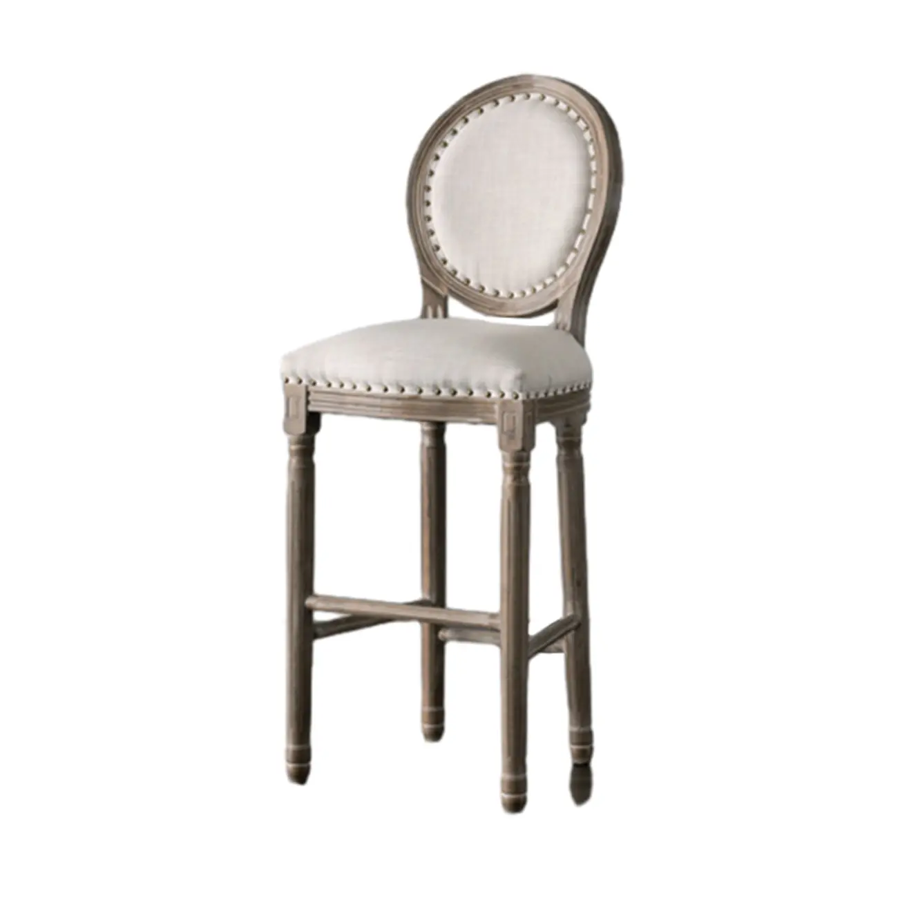 White French Country Solid Wood Counter Bar Stools with Back Image - 11 | homeyfad