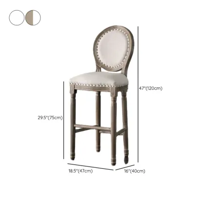 White French Country Solid Wood Counter Bar Stools with Back #size
