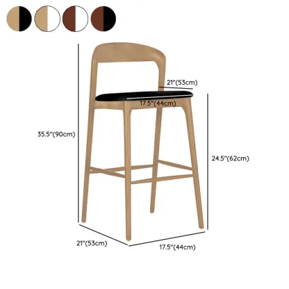Scandinavian Ash Wood Frame Bar Stools with Open Back #size