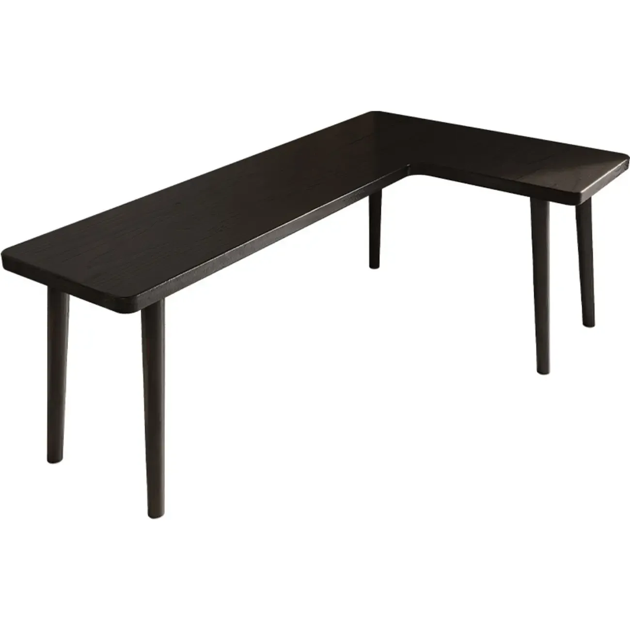 Elegant L-Shape Black Wooden Writing Desk for Home Office Image - 5