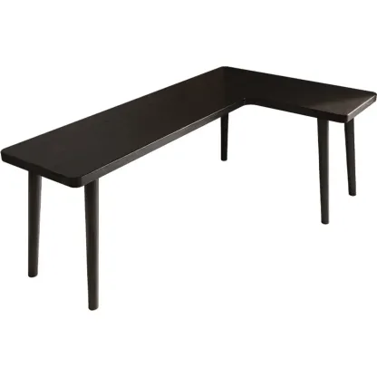 Elegant L-Shape Black Wooden Writing Desk for Home Office Image - 5