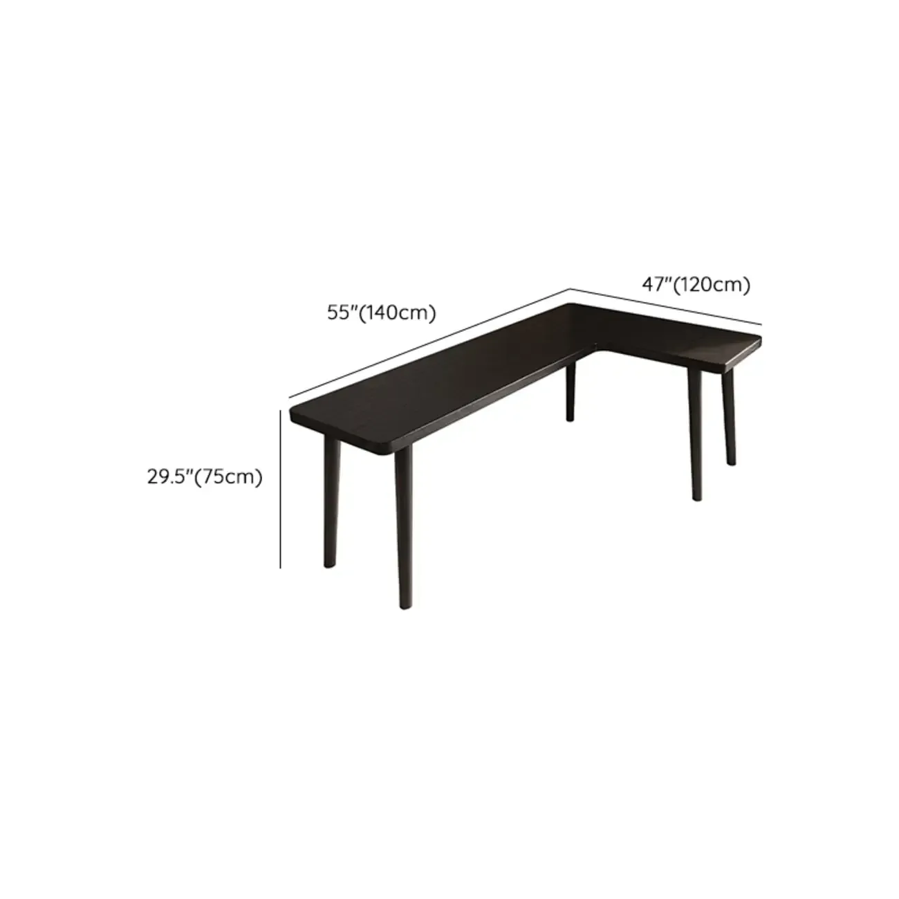 Elegant L-Shape Black Wooden Writing Desk for Home Office Image - 16