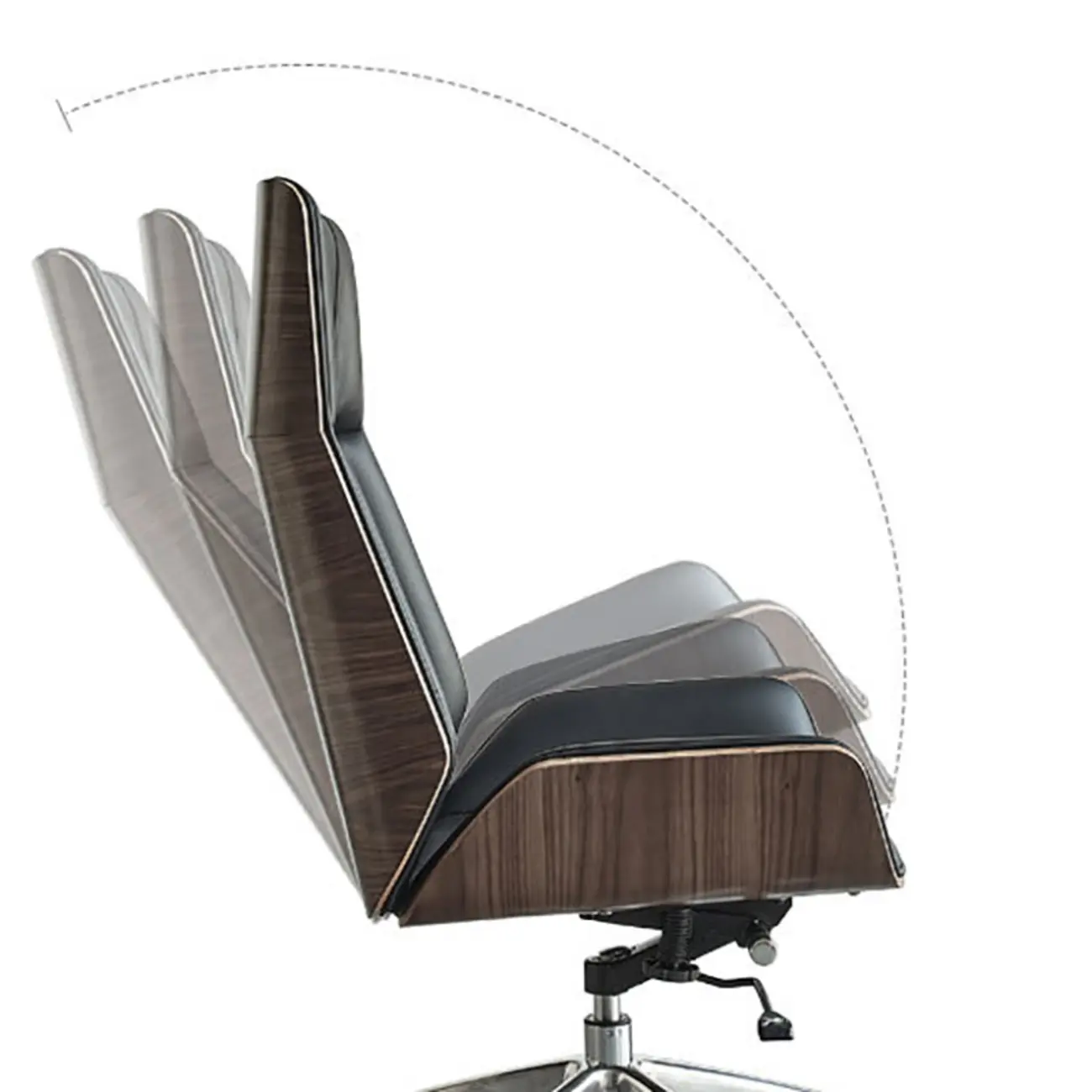 High-Back Black Leather Adjustable Swivel Office Chair Image - 12 | homeyfad