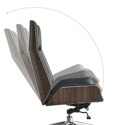 High-Back Black Leather Adjustable Swivel Office Chair Image - 12