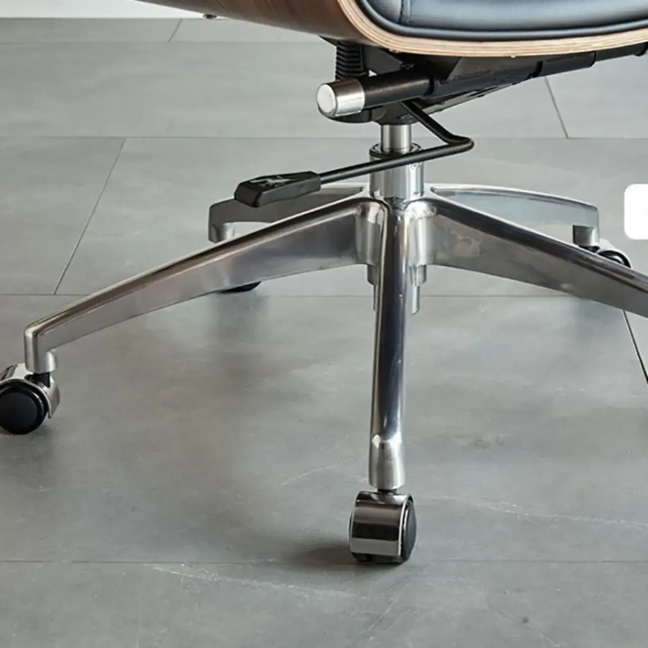 High-Back Black Leather Adjustable Swivel Office Chair Image - 15